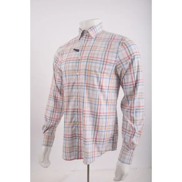 Johnnie-O Mens Button-Up Shirt Prepformance Tower S multi-Color White Plaid NWT